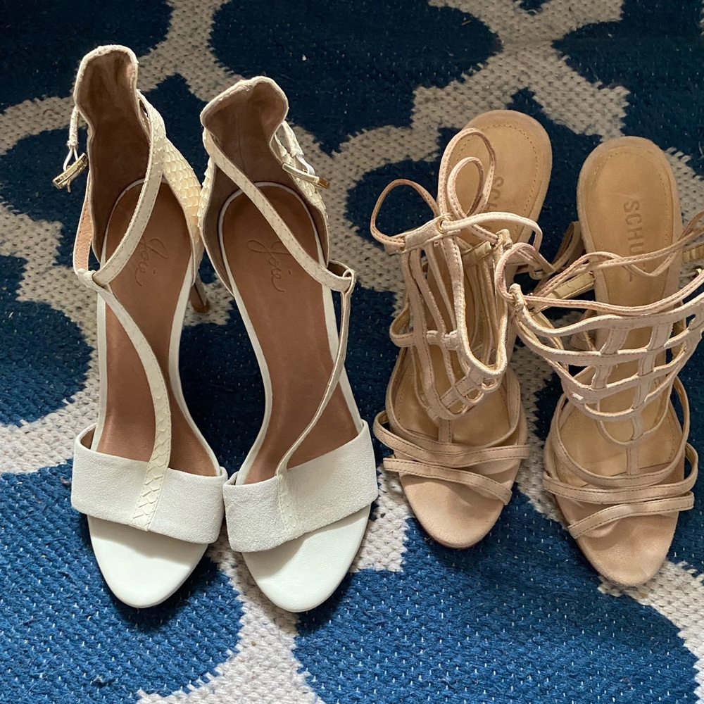 2 pairs of joie and Schutz sandals